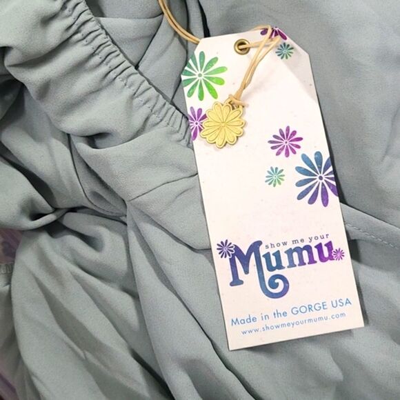 Show Me Your Mumu Bridesmaid Heather Halter Dress in‎ Silver Sage Crisp Large - Picture 5 of 6